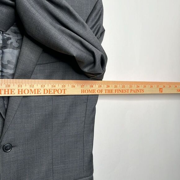 JOE Joseph Abboud 36R/30 Blazer Jacket Wool Coat Slim Fit Grey/Black Plaid Camo - Picture 15 of 15